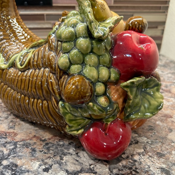 Chris Madden Ceramic Cornucopia Pumpkin Thanksgiving Fall Centerpiece - Picture 7 of 17